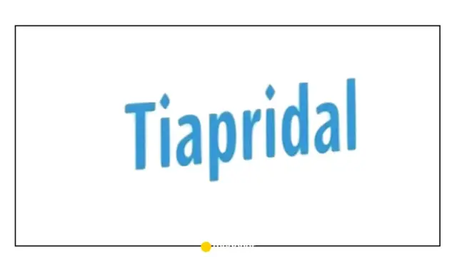 Niebieski napis "Tiapridal" na białym tle. Tiapridal stosuje się na różne dolegliwości, np. zaburzenia ruchowe.